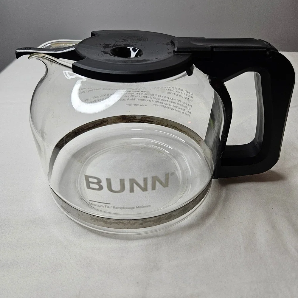 BUNN 10 Cup Glass Coffee Carafe Replacement Pot Black Handle Germany Made‎